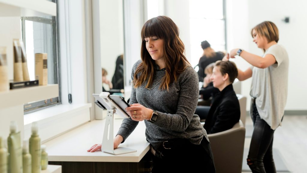 Colleagues reviewing documents in an office